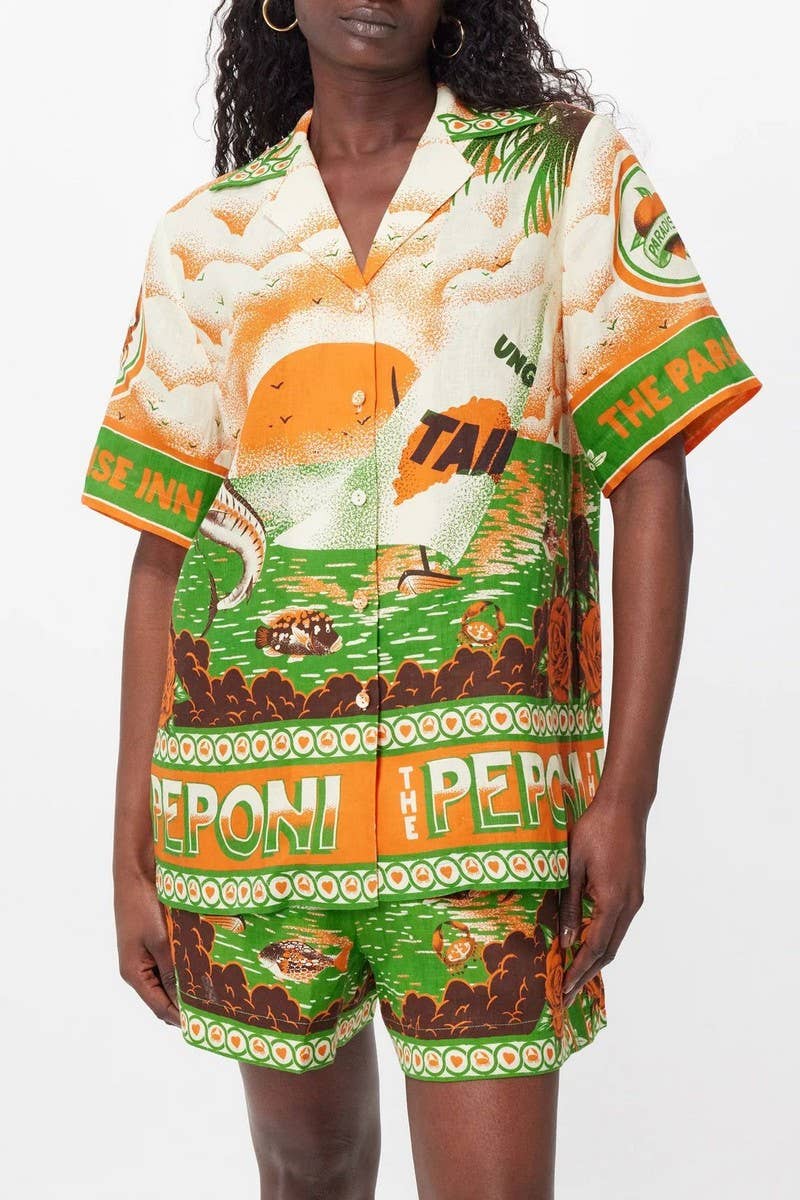 CWSS1238_GEOMETRIC PRINT COMFORTABLE CASUAL TWO-PIECE