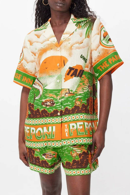 CWSS1238_GEOMETRIC PRINT COMFORTABLE CASUAL TWO-PIECE