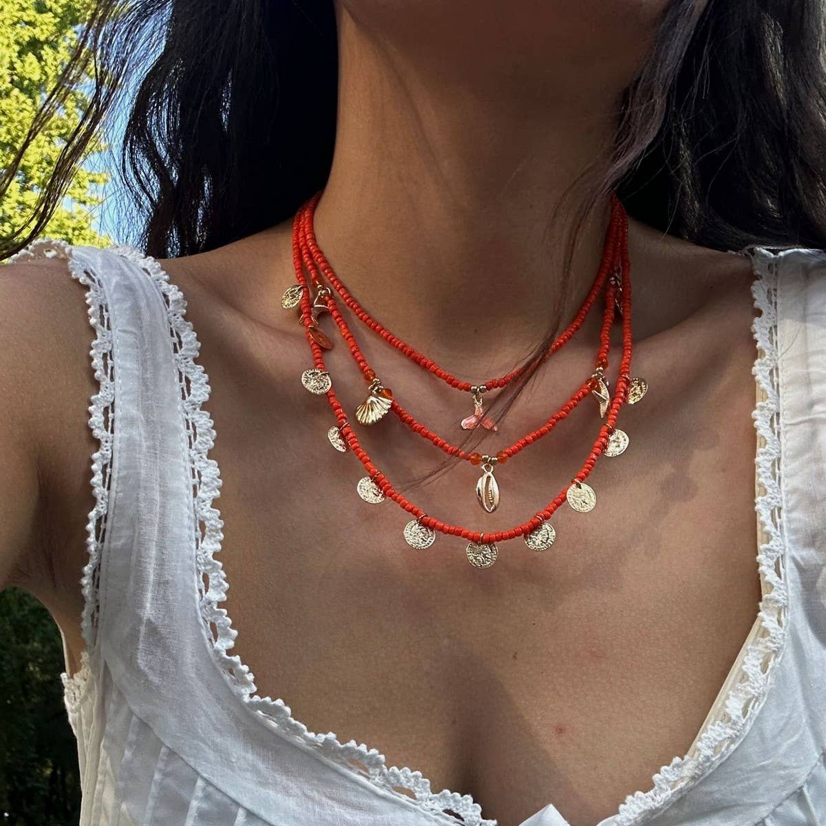 VINTAGE TASSEL PENDANT ALLOY MULTI-LAYER NECKLACE