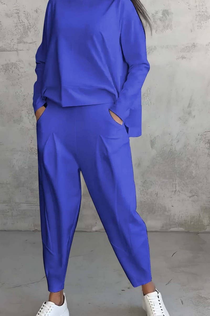 CWSS01308_IRREGULAR SWEATSHIRT AND HAREM PANTS SET