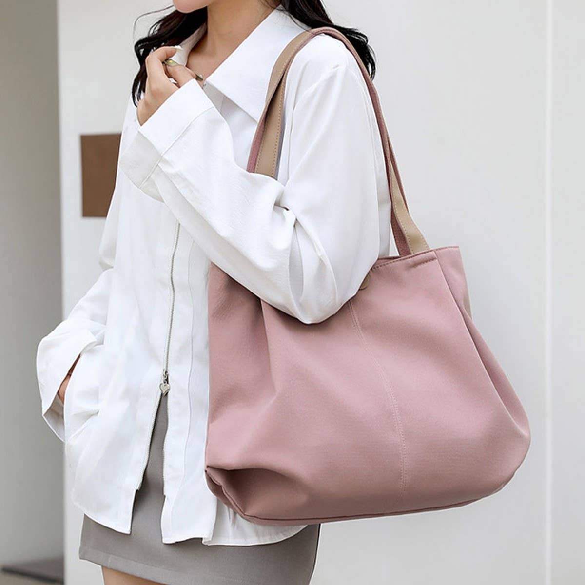 SIMPLE HANDBAG LARGE CAPACITY NYLON SHOULDER BAG_CWASC1766