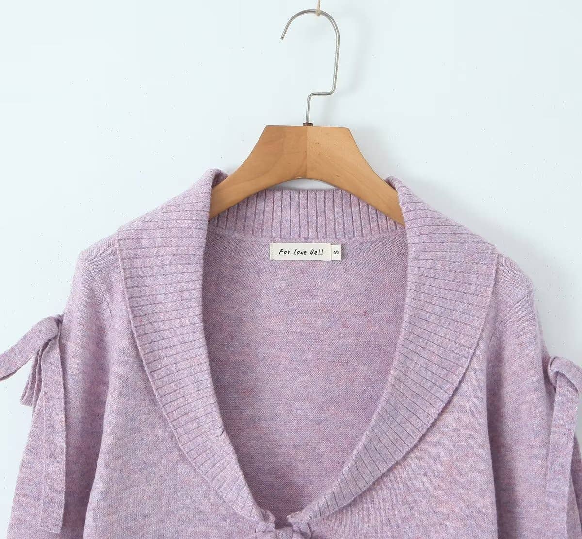 DESIGN SLIM KNIT CARDIGAN WITH LAPEL AND LACE-UP