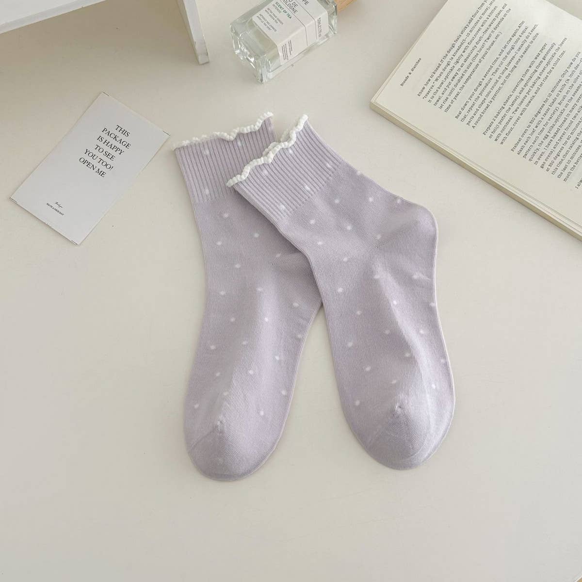 ALL-MATCH NEW POLKA DOT MID-CALF SOCKS_CWMS0953