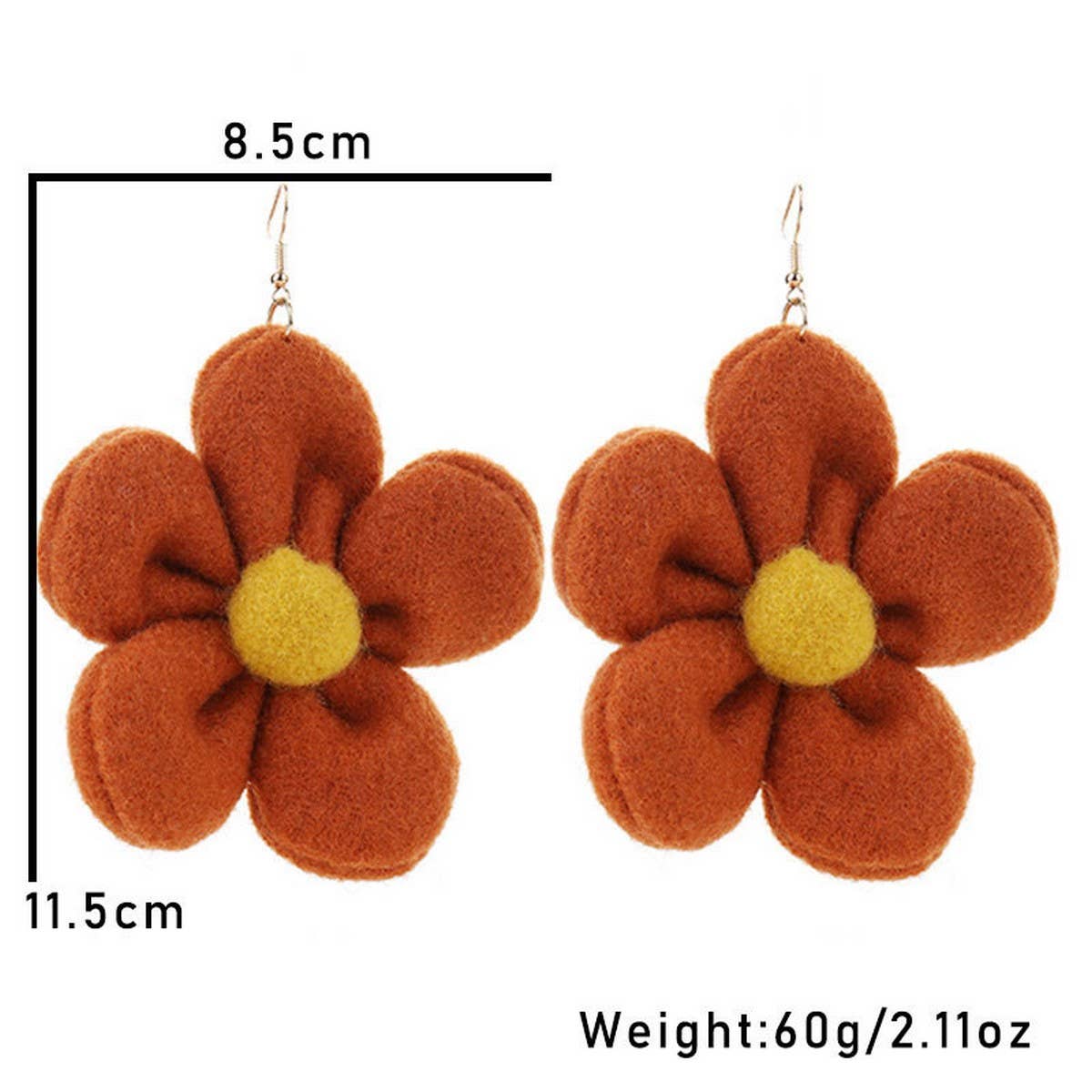 Handmade Large Floral Earrings Colorful Design