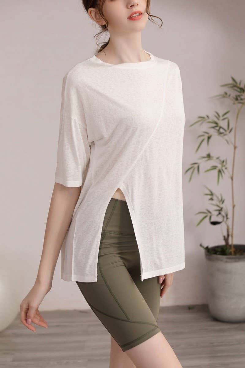 CWTSTS0393_ROUND NECK SHORT SLEEVE YOGA TOP