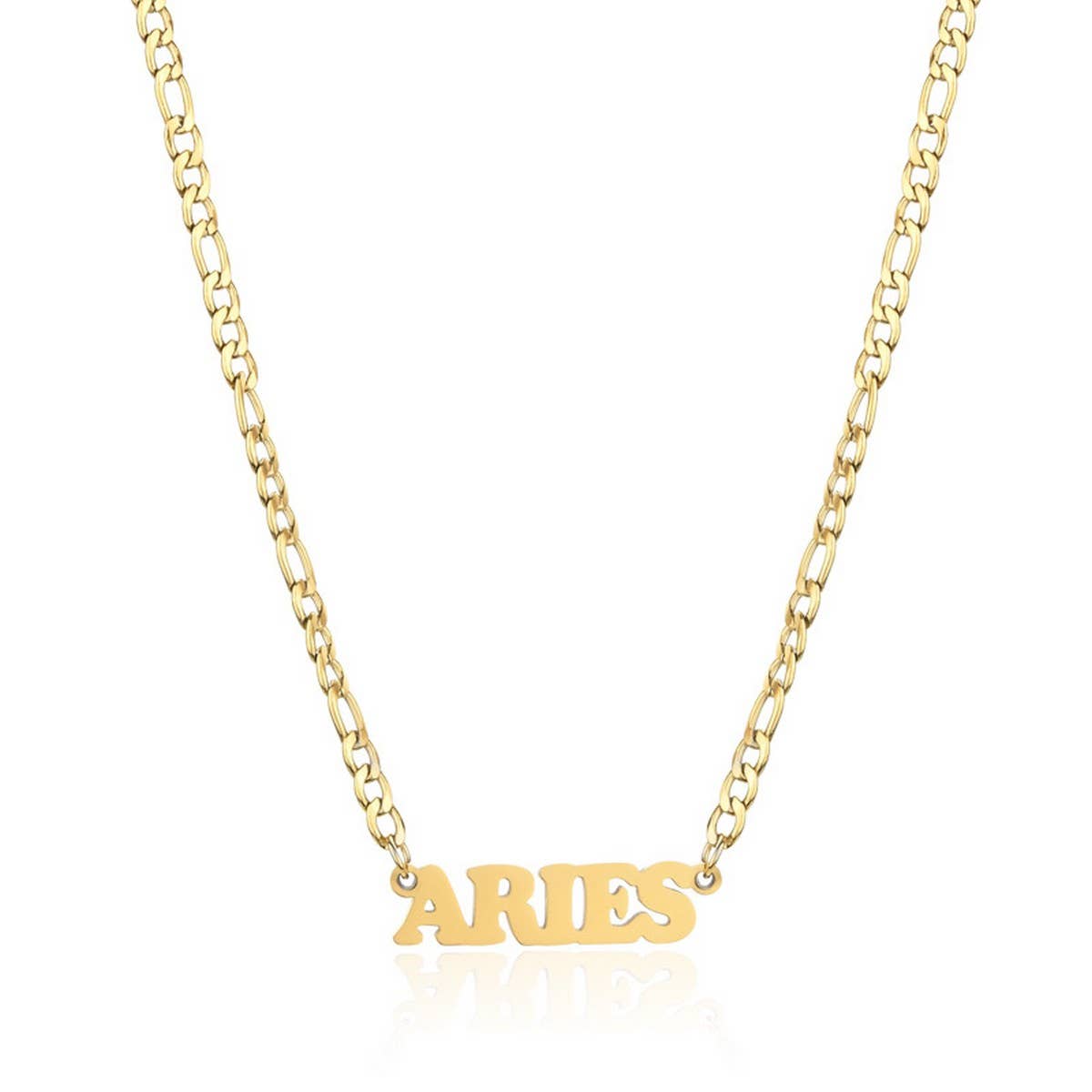 SIMPLE TWELVE ZODIAC STAINLESS STEEL GOLD NECKLACE_CWMM2726