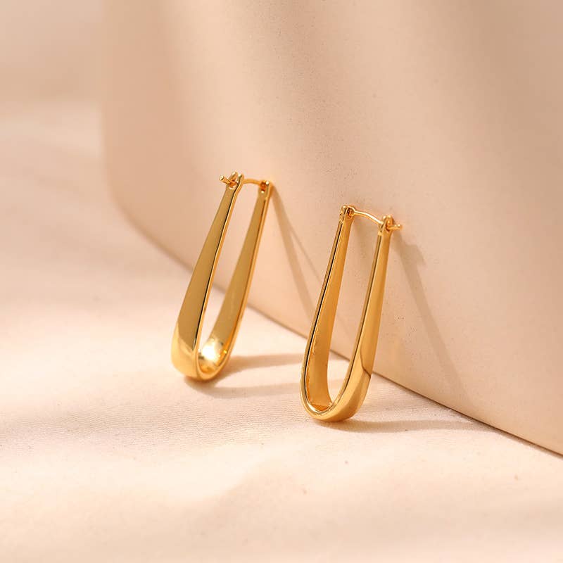 Metallic texture oval teardrop earrings
