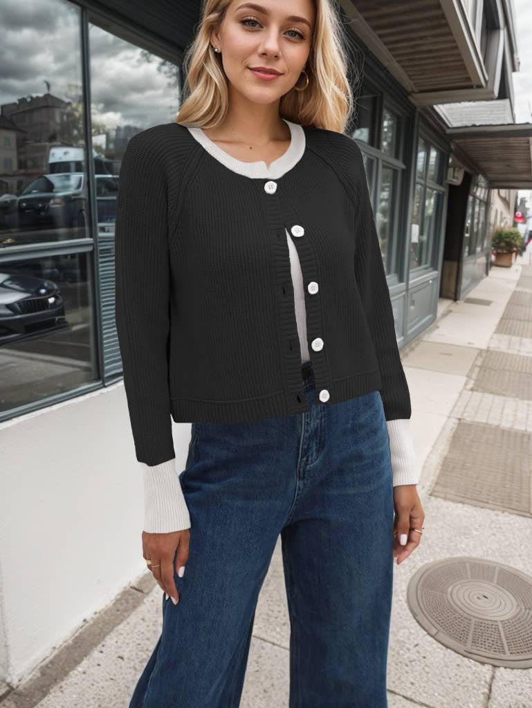 CREW-NECK SINGLE-BREASTED KNIT CARDIGAN COAT