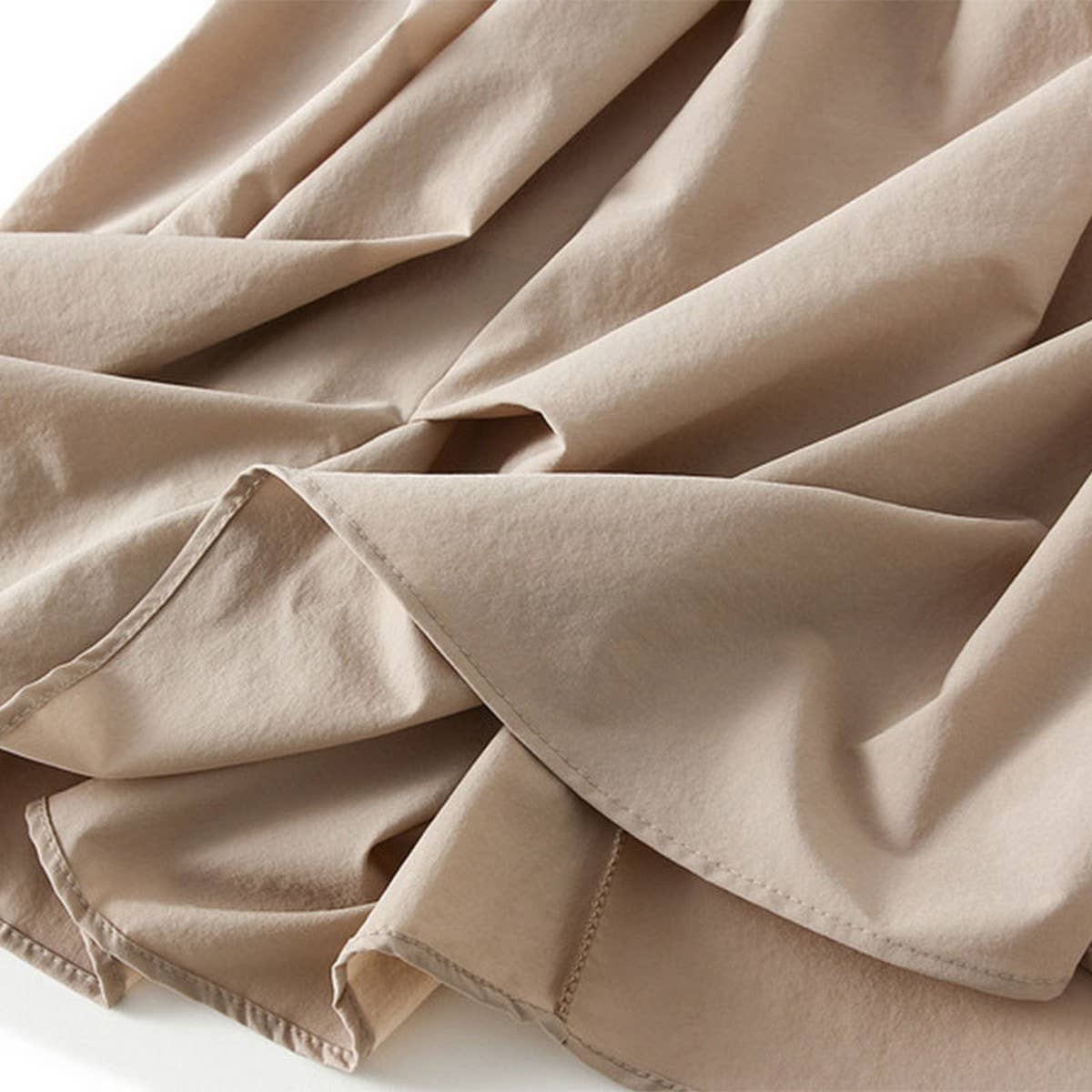 High-Waist Elastic Waist A-Line Pleated Midi Skirt