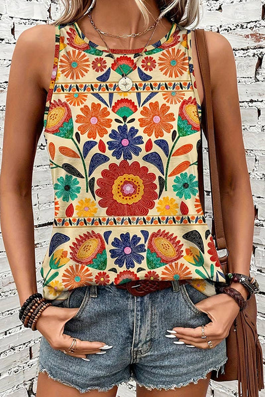 CWTTSL0449_SUMMER SLEEVELESS FLORAL SMALL VEST CAMISOLE TOP