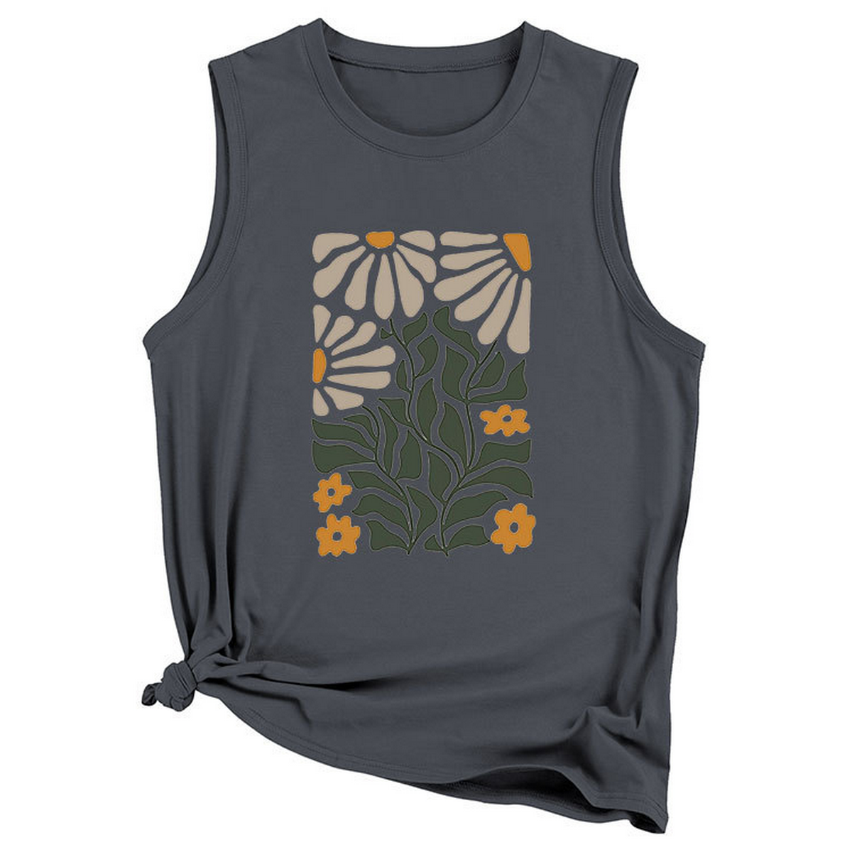 ntage Yellow Flower Vest for Women, Sleeveless_CWTTSL0414