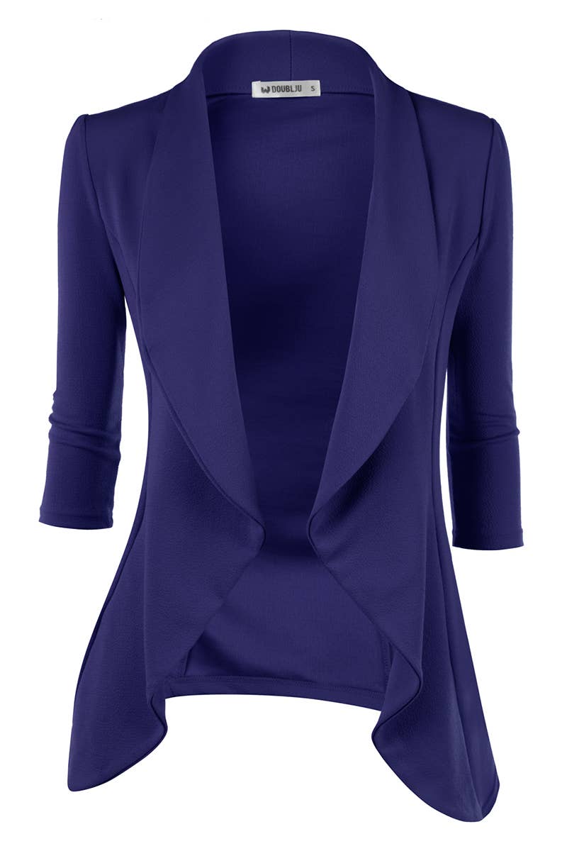 CWOBL089_Casual Work 3/4 Sleeve Open Front Blazer
