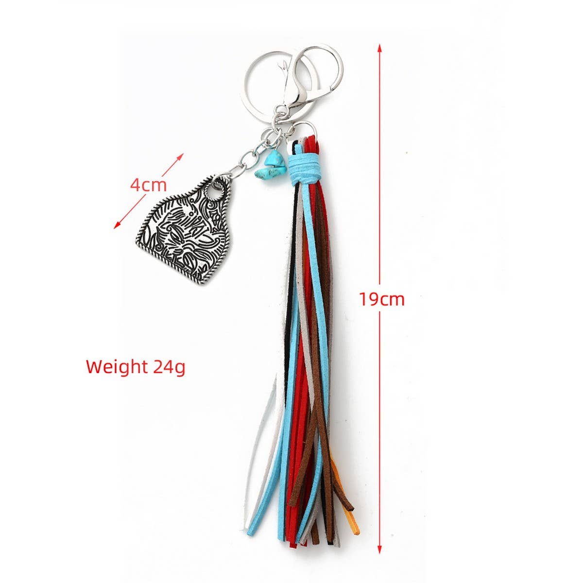 Vintage Western Boho Bull Tag Keychain_CWAB5088