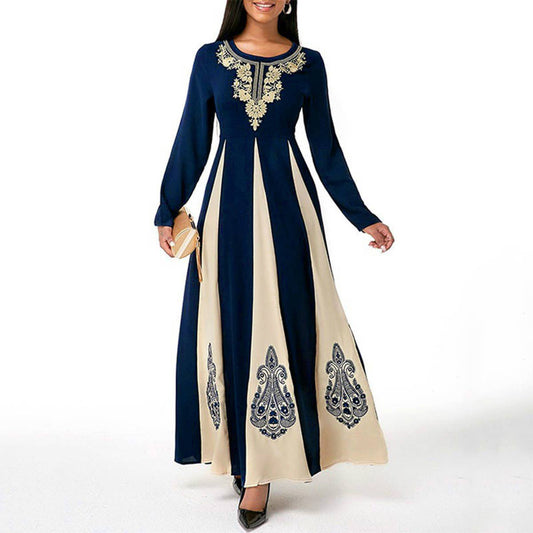 CREW-NECK FULL-LENGTH DRESS WITH WAIST TUCKED