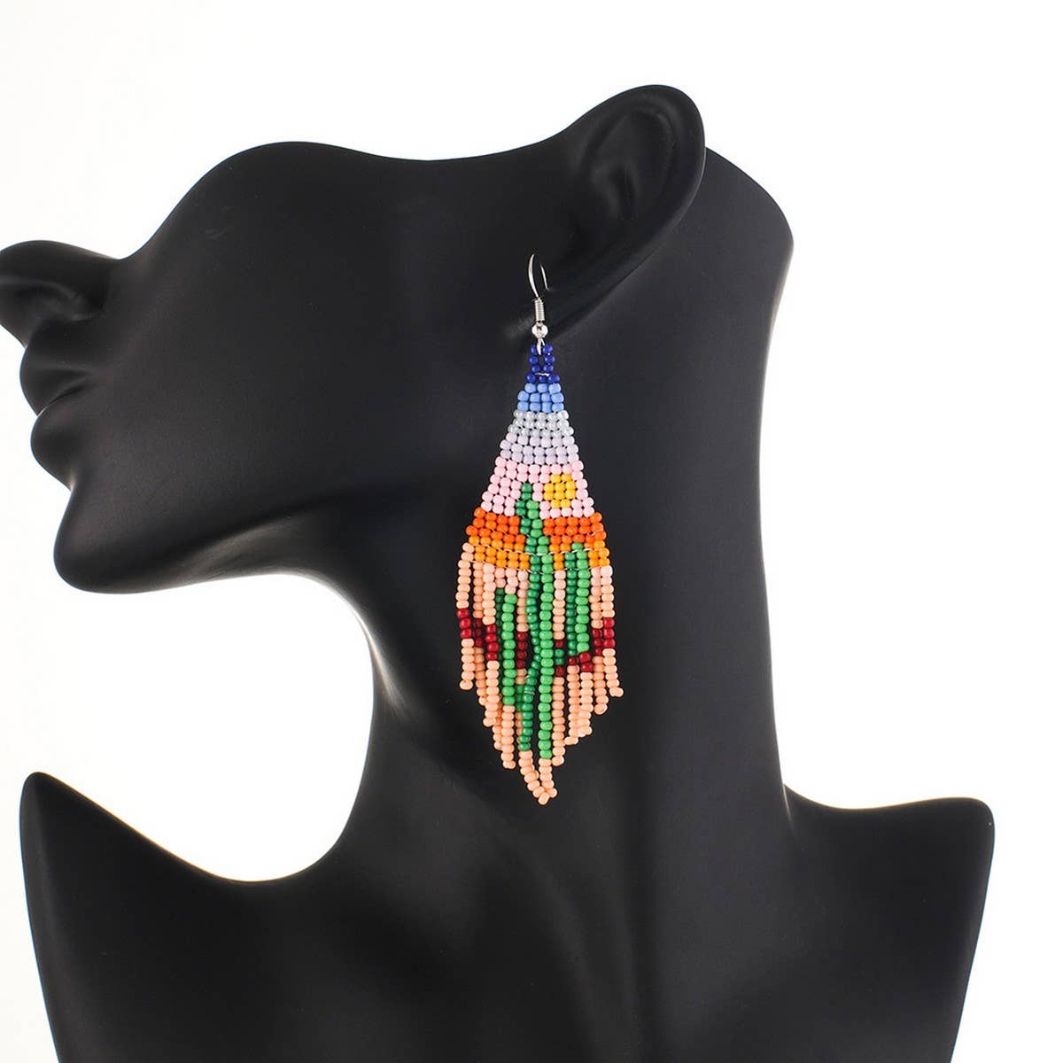 CACTUS PATTERN DANGLE EARRINGS BEADED_CWAJE0771