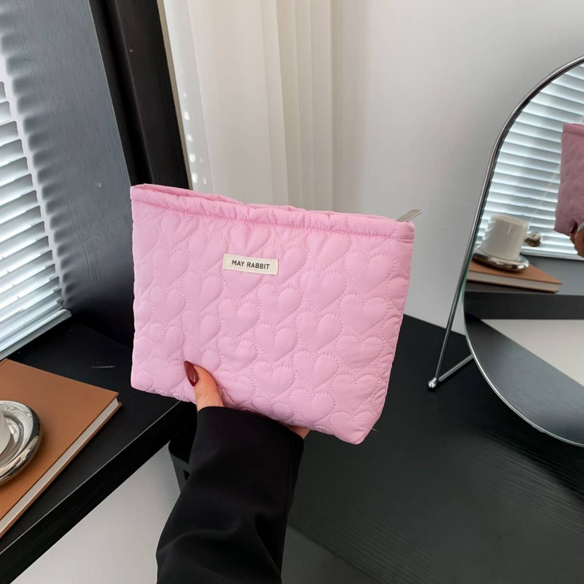 NEW COTTON HEART HAND-HELD PORTABLE COSMETIC BAG_CWAB4404