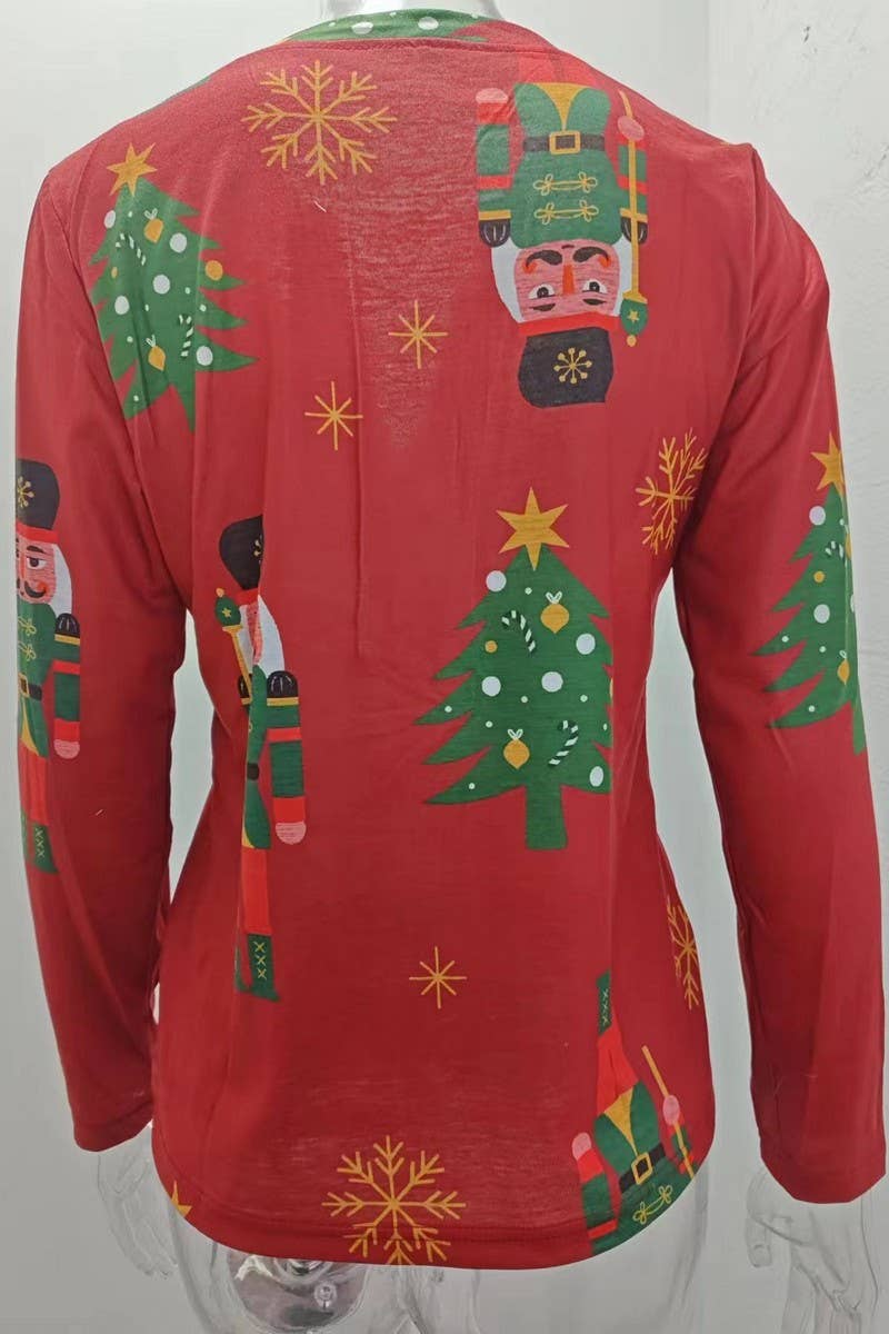 CWOCAL00792_LOOSE FIT V-NECK CHRISTMAS TREE PRINT CARDIGAN
