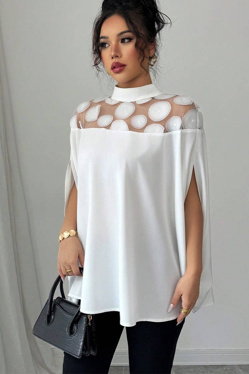 CWTTS1581_SUMMER COMMUTING LOOSE MESH OFF-SHOULDER SHIRT