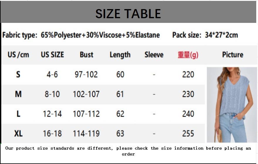 CWOSWS0134_V-NECK CABLE KNIT LOOSE SLEEVELESS VEST SWEATER