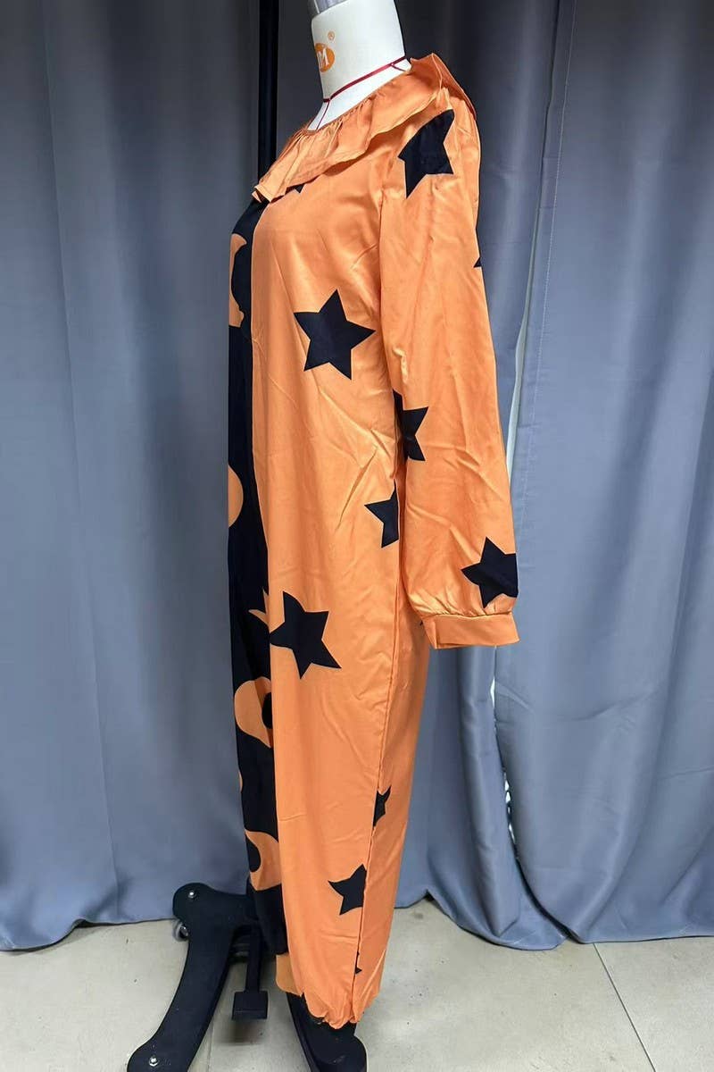 CWSJS00302_HALLOWEEN COSTUME PRINTED LONG-SLEEVED JUMPSUIT