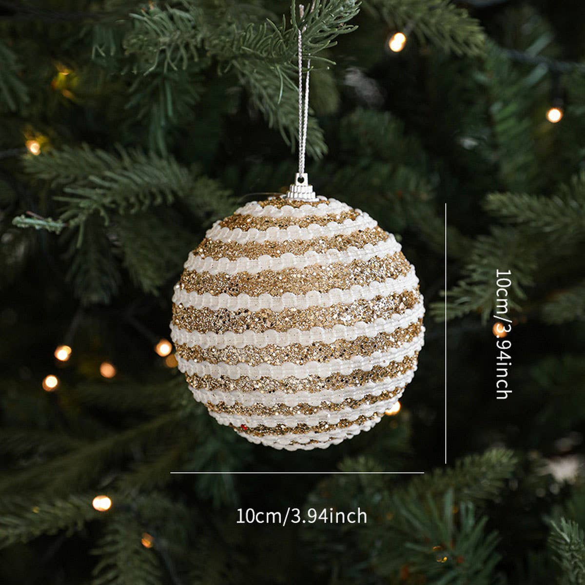 Silver Foam Glitter Xmas Balls Bows Tree Topper