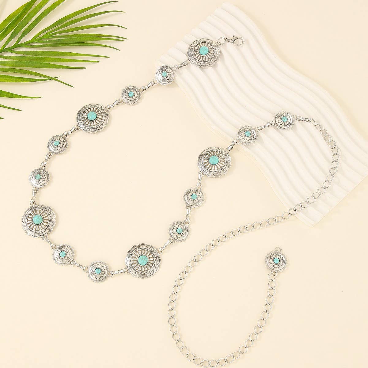 Bohemian ethnic style metal patterned waist chain