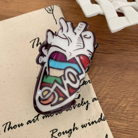 CWAHA07710_HALLOWEEN SPIDER HEART PUMPKIN CLAW CLIP