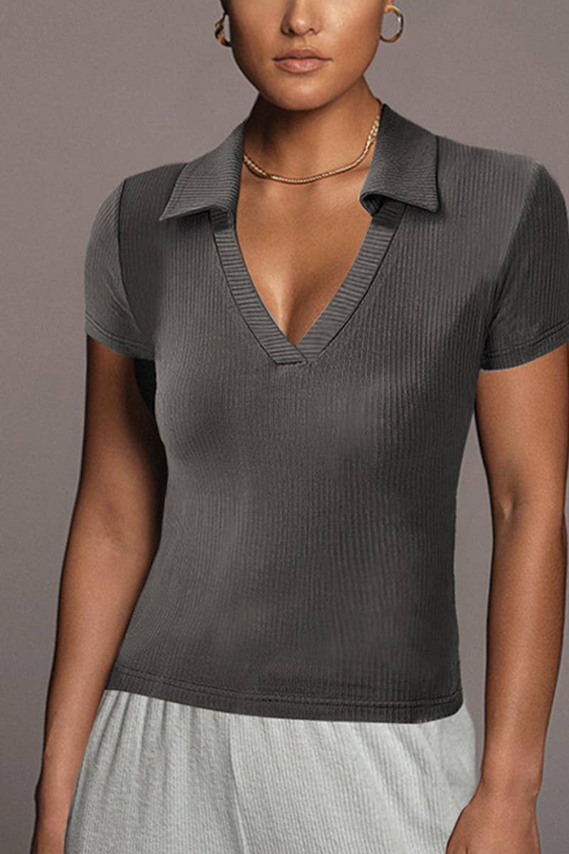 CWTBLS1810_SLIM FIT POLO COLLAR SHORT SLEEVE T-SHIRT