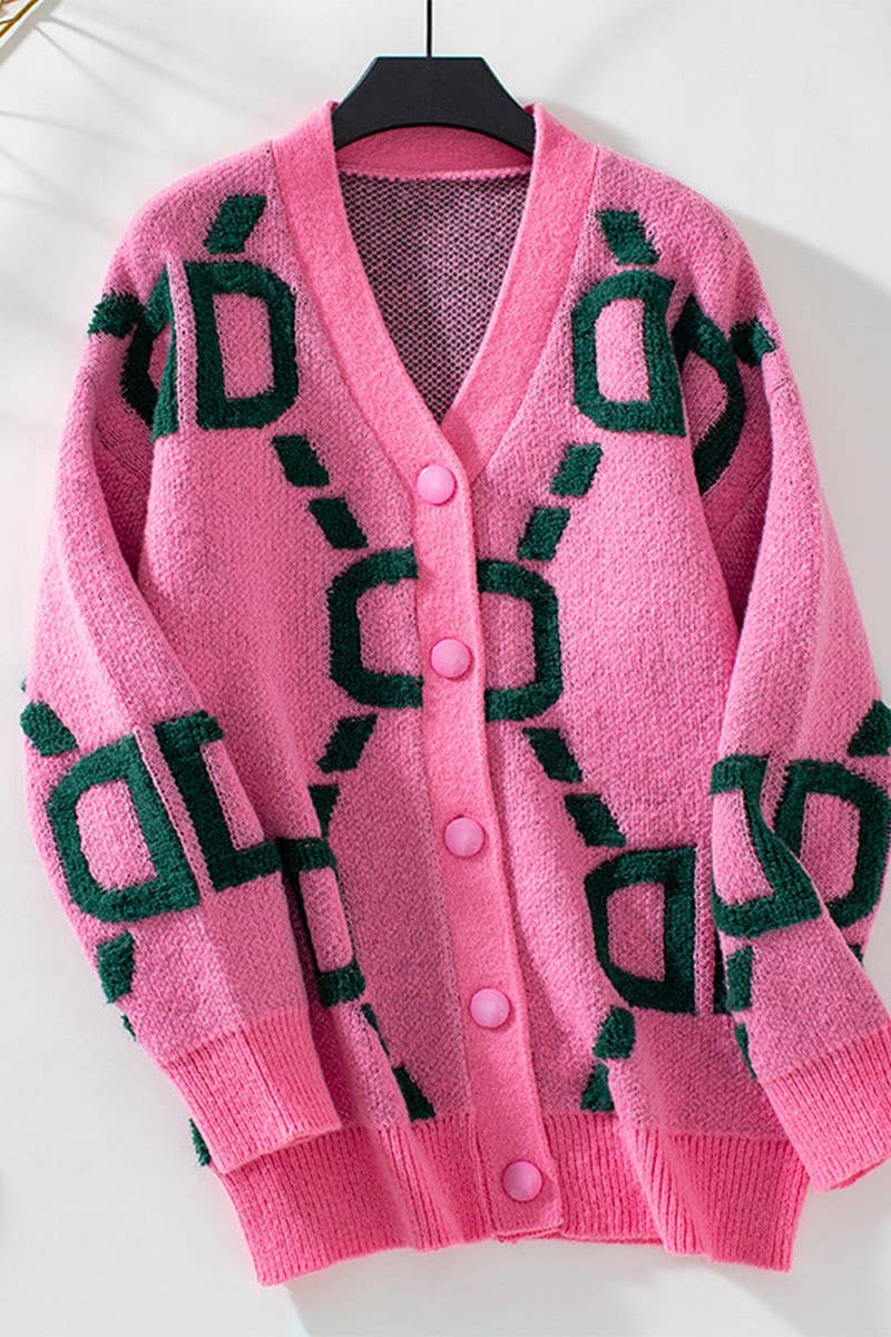 CWOCAL0860_TERRY EMBROIDERED LETTER BUTTON KNIT TOP