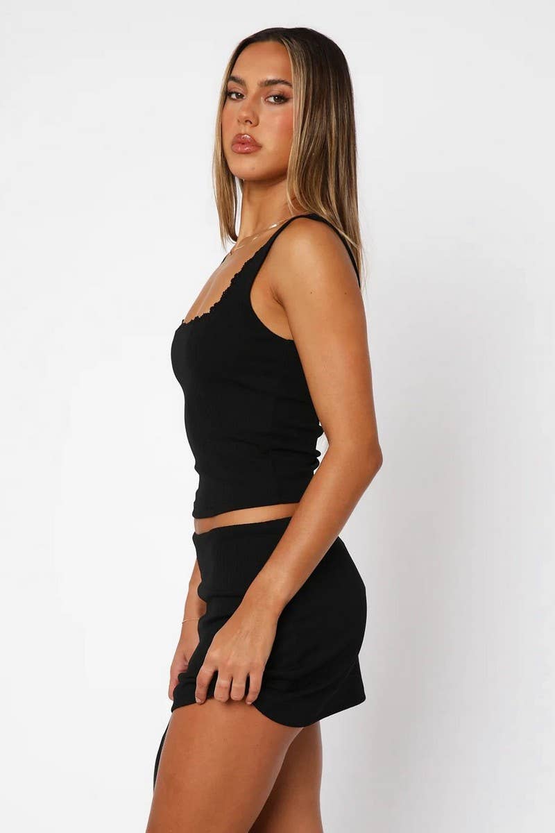 CWSS1266_SUMMER SOLID COLOR STRAIGHT SHOULDER T-SHIRT