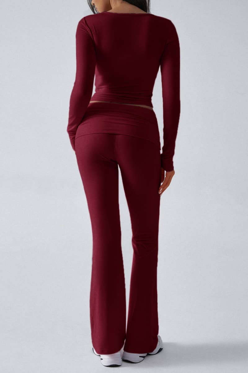 CWSS0769_SLIM-FIT V-NECK LONG SLEEVE TOP SHORT PANT SUIT