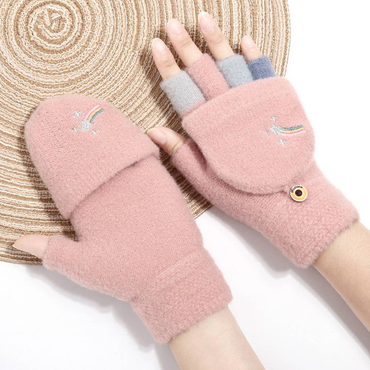 CARTOON STAMPED PLUSH KNITTED GLOVES_CWAG0128