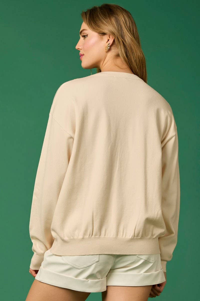 CWTBLL01264_CHRISTMAS SOLDIER SEQUIN LOOSE SWEATSHIRT