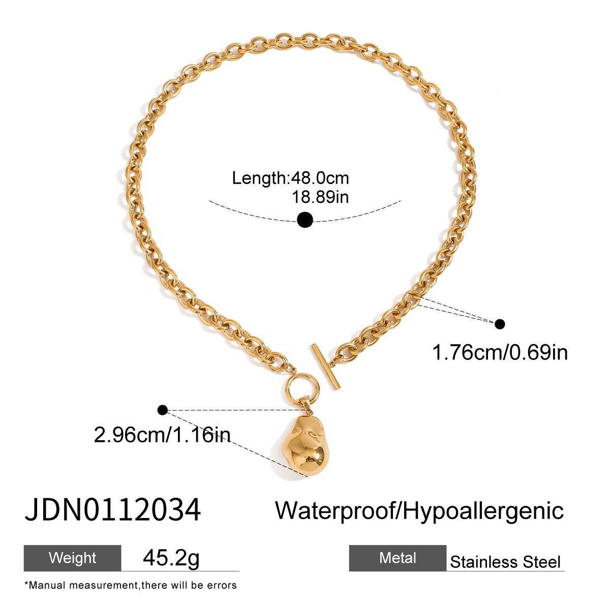 18K Gold Irregular Bead OT Clasp Chain Bracelet_CWAJE4758