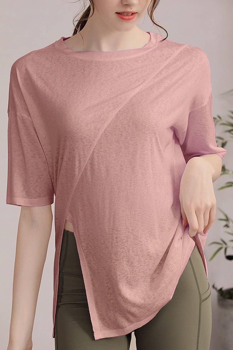 CWTSTS0393_ROUND NECK SHORT SLEEVE YOGA TOP