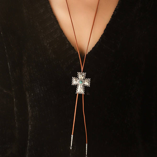 NEW FASHION VINTAGE TURQUOISE CROSS NECKLACE