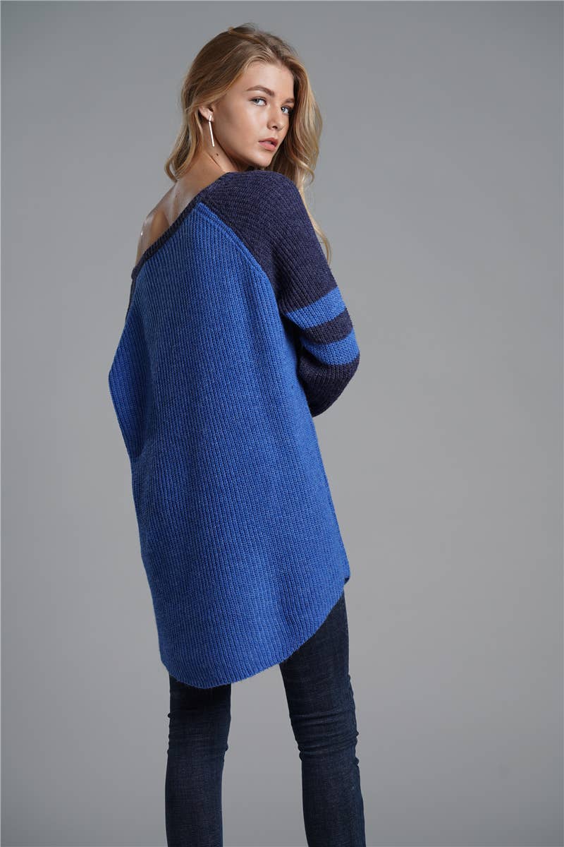 All-in-one mid-length loose solid pullover sweater