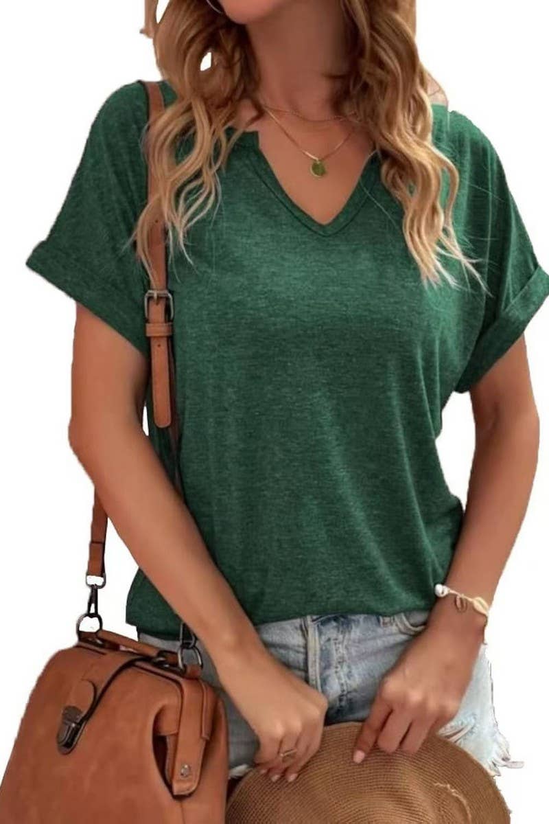 CWTTS1339_SUMMER NEW V-NECK LOOSE SHORT-SLEEVED T-SHIRT