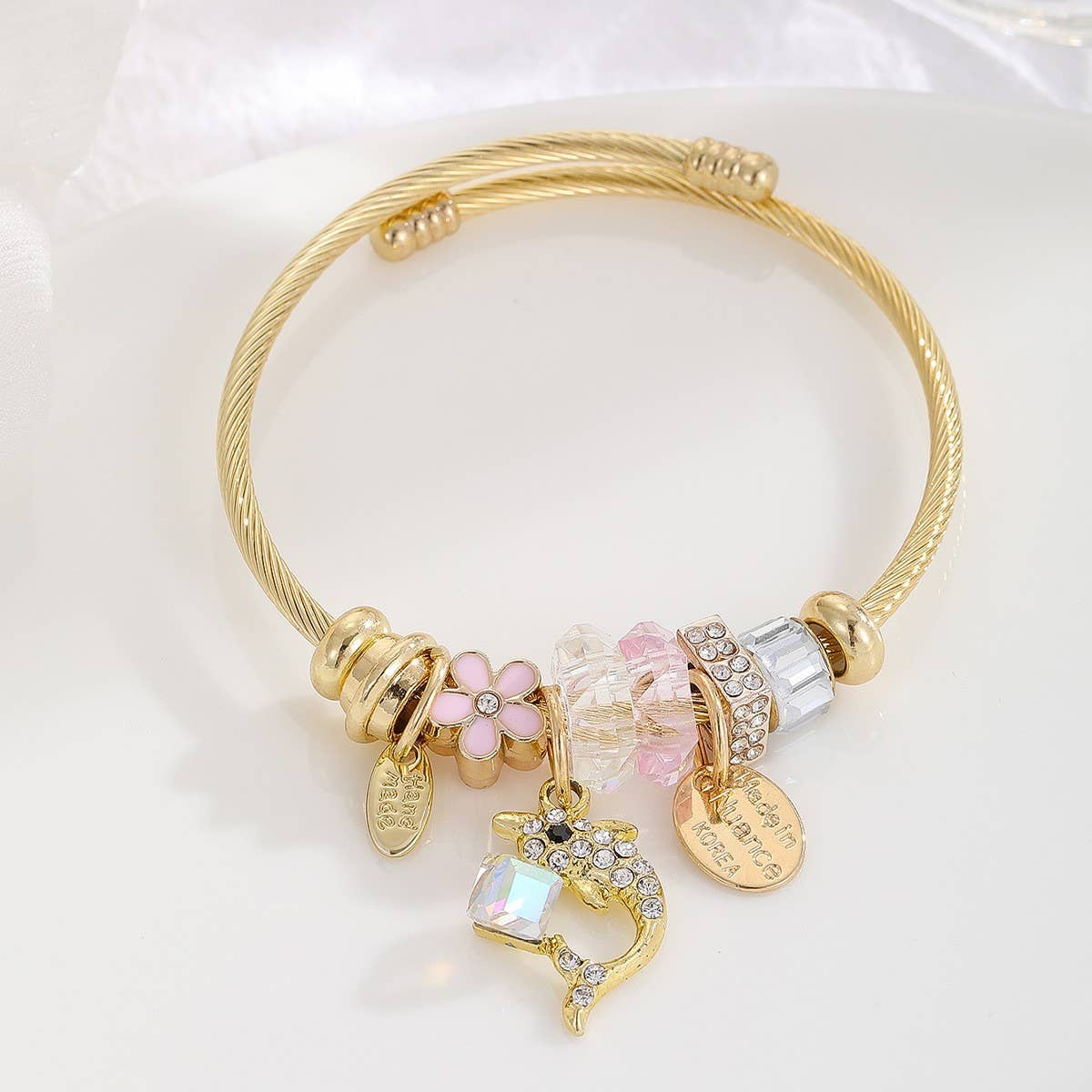 Gold Stainless Steel Dolphin Tail Bracelet