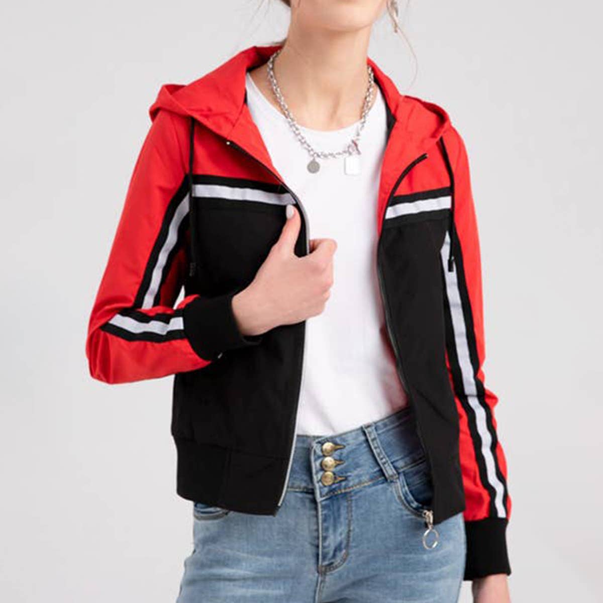 COLOR MATCH FASHION CASUAL WOMEN'S JACKET