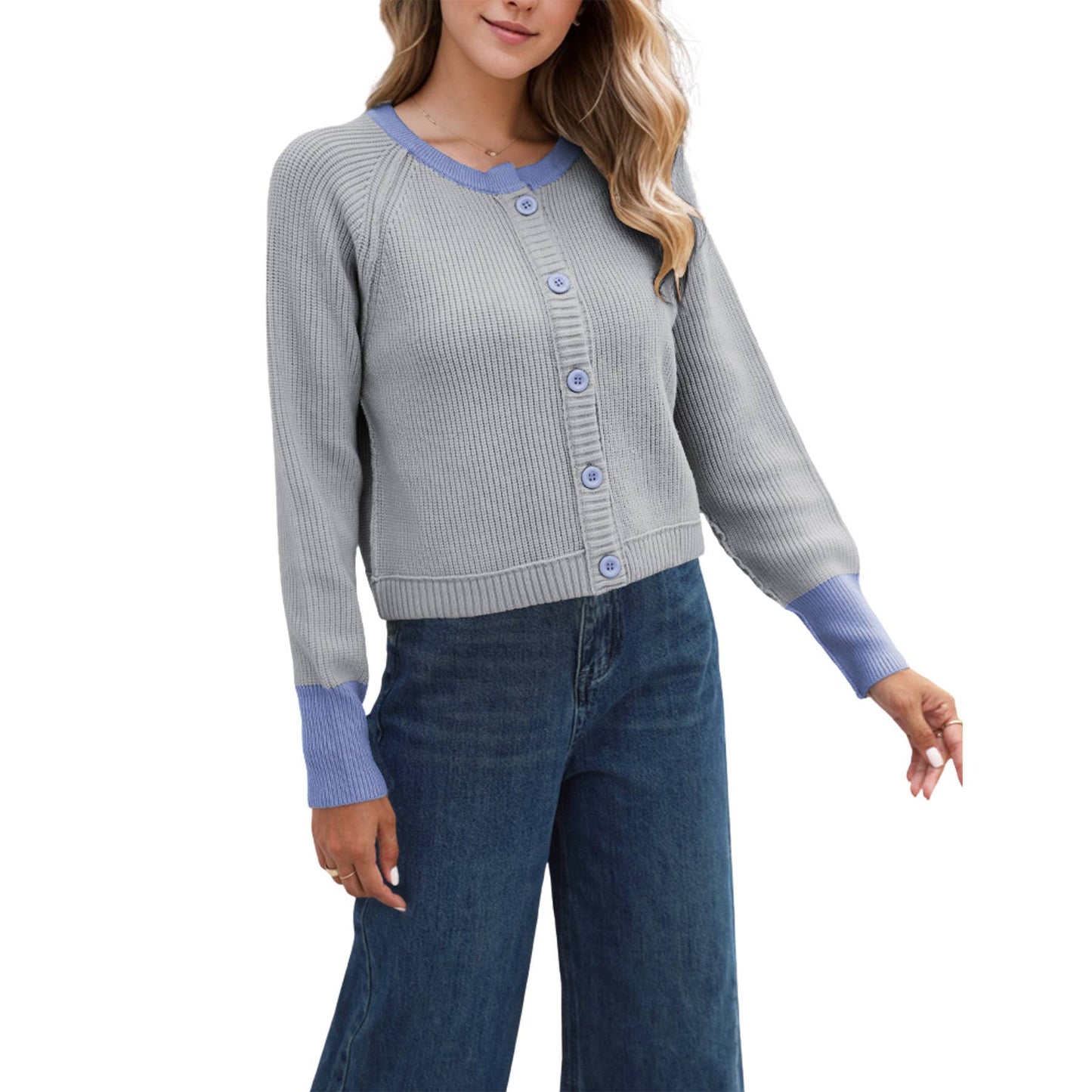 CREW-NECK SINGLE-BREASTED KNIT CARDIGAN COAT