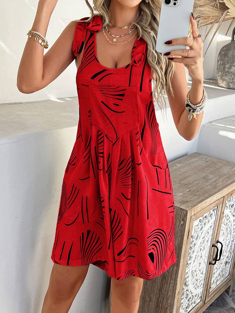 Casual boho chic print halter loose casual romper