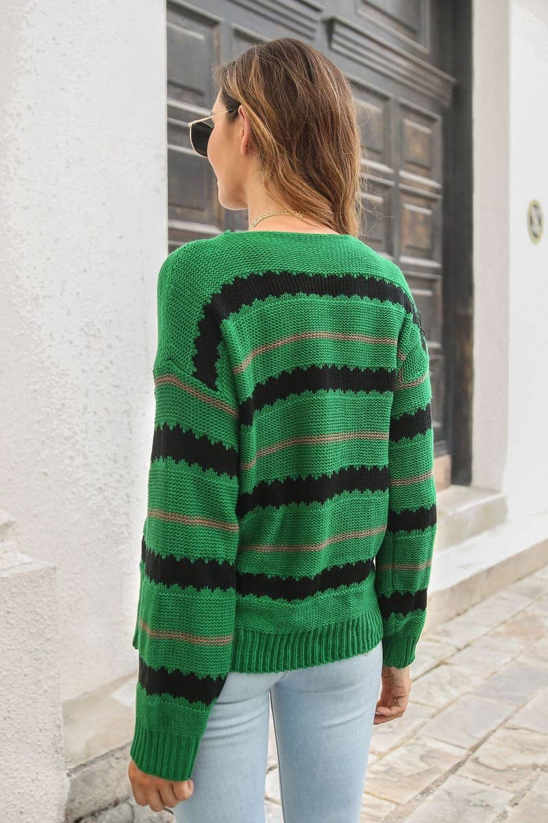 CWOSWL4089_STRIPED LONG-SLEEVED KNITTED PULLOVER