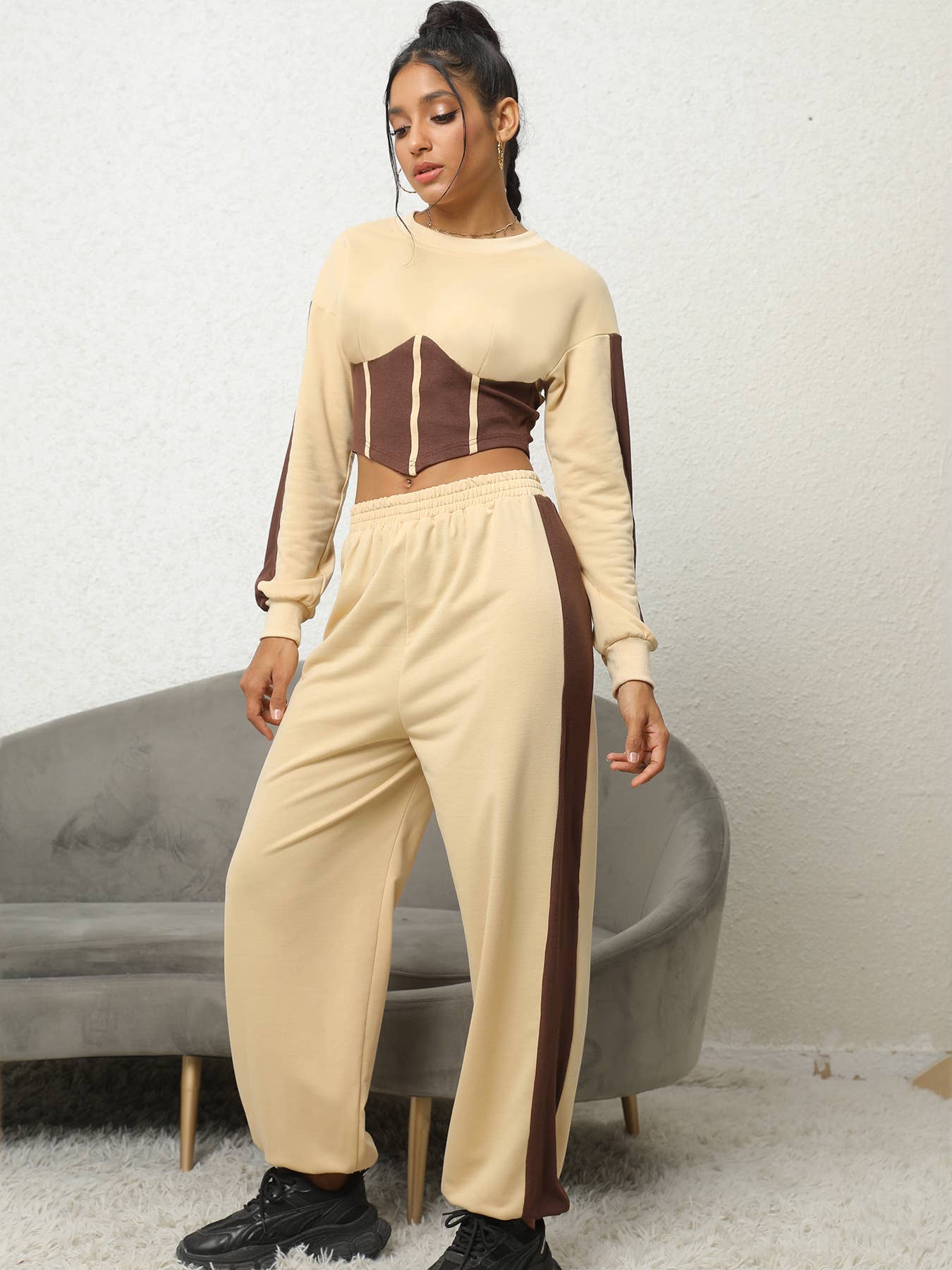 COLOR MATCHING HOODIE, HOODIE AND PANT SET