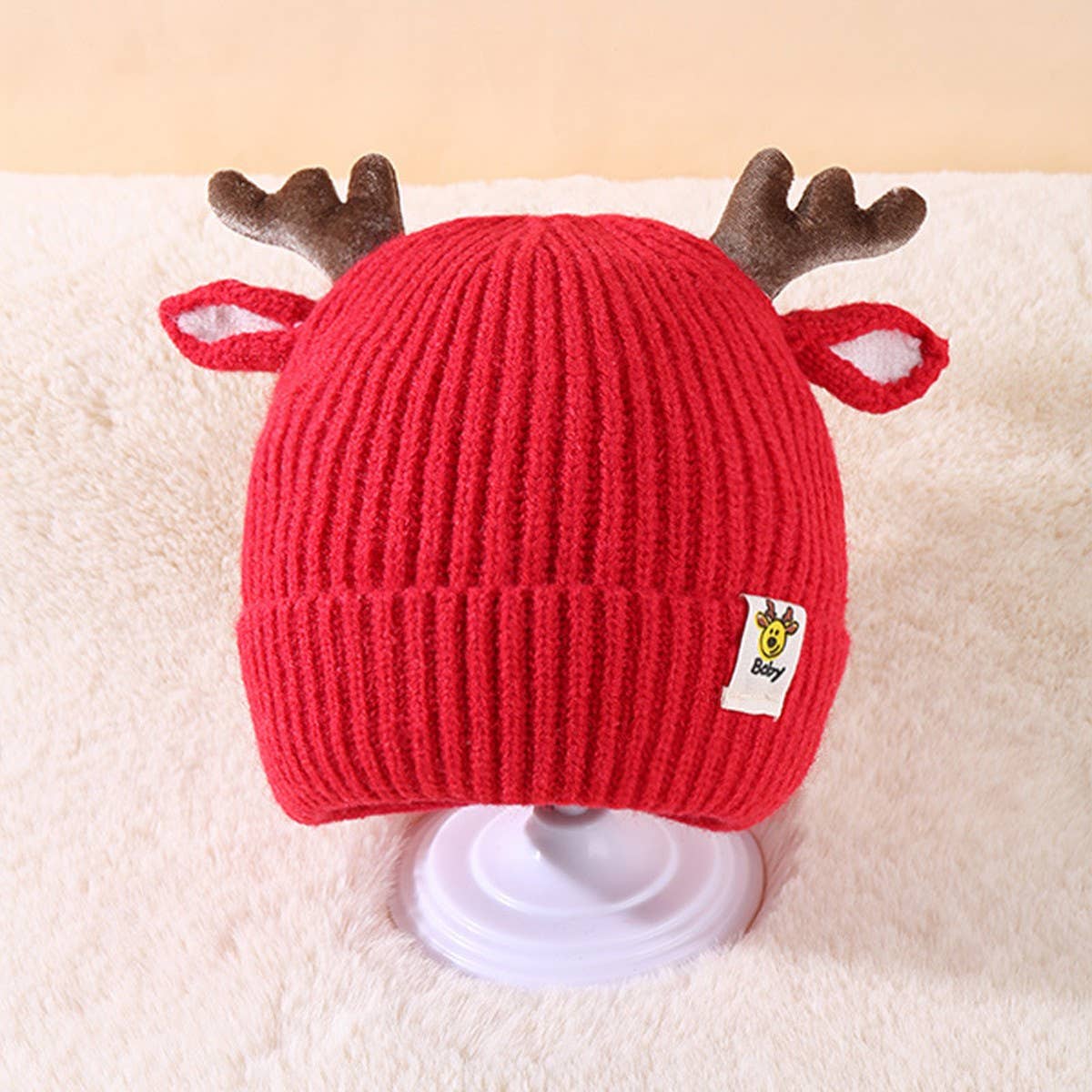 CHRISTMAS DEER LABEL CHILDREN'S KNITTED HAT_CWAH1752