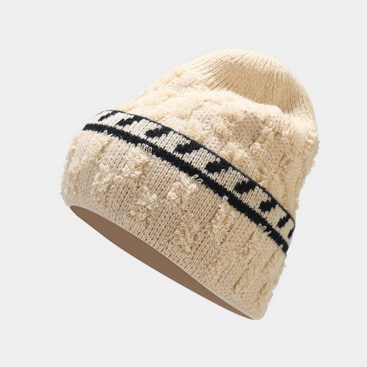 WARM AND WINDPROOF STITCHING PLUSH KNITTED HAT_CWAH1603