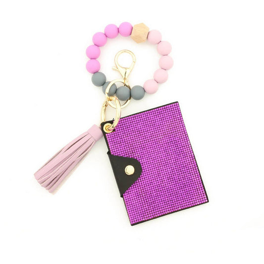 Rhinestone Leopard Wallet with Bead Keychain_CWAB4999