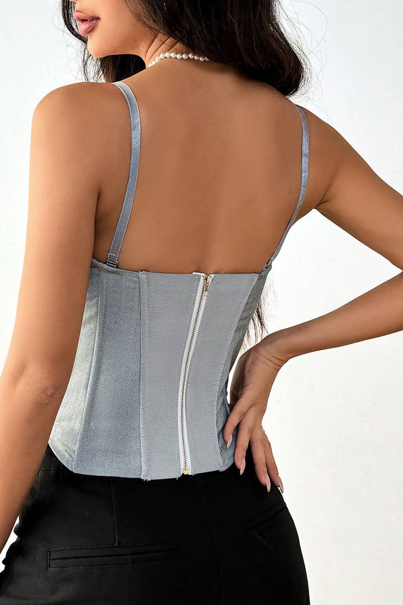 CWTTK0750_CONTRAST COLOR HERRINGBONE CHEST COTTON VEST