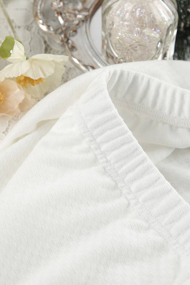 CWSPJ0200_KNITTED JACQUARD WHITE PAJAMAS AND HOME WEAR SET
