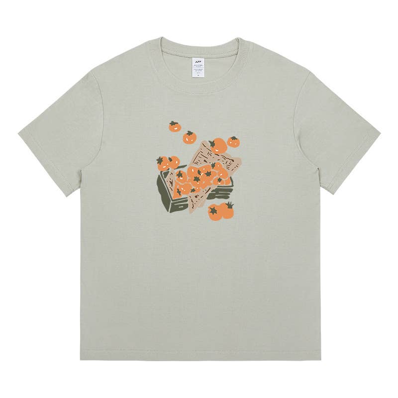 CWTTS0959_TOMATO PRINT CASUAL LOOSE SHORT SLEEVE T SHIRT